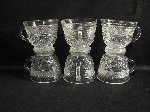 ANCHOR HOCKING WEXFORD FOOTED COFFEE / TEA CUPS - SIX