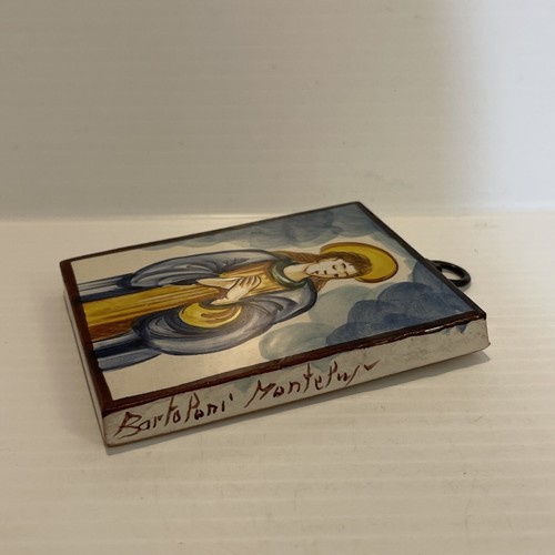 Italian Hand Painted Art Tile Hanging Religious Saint Signed From Montepulciano - Picture 2 of 7