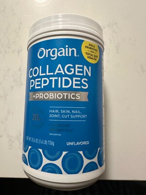 Orgain Collagen Peptides + Probiotics Grass Fed Unflavored, 1.6 lbs Exp 11/2025