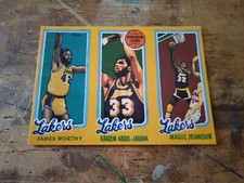 Basketball Art Card Print of LA Lakers w/ Magic Johnson 1980- 81 rookie card