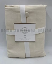 Pottery Barn Pleated Button Cotton Bed Skirt Full Natural Ivory 14" Drop #N406