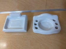 Vintage Retro MCM Ceramic Porcelain Toothbrush Cup Holder  Soap Dish