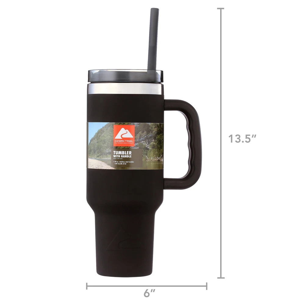 Tumbler Vacuum Insulated Stainless Steel Tumbler with Handle Black 40 Oz