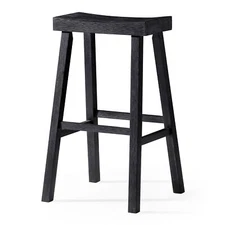 Maven Lane Vincent Wooden Rustic Aesthetic Kitchen Bar Stool, Antiqued Black