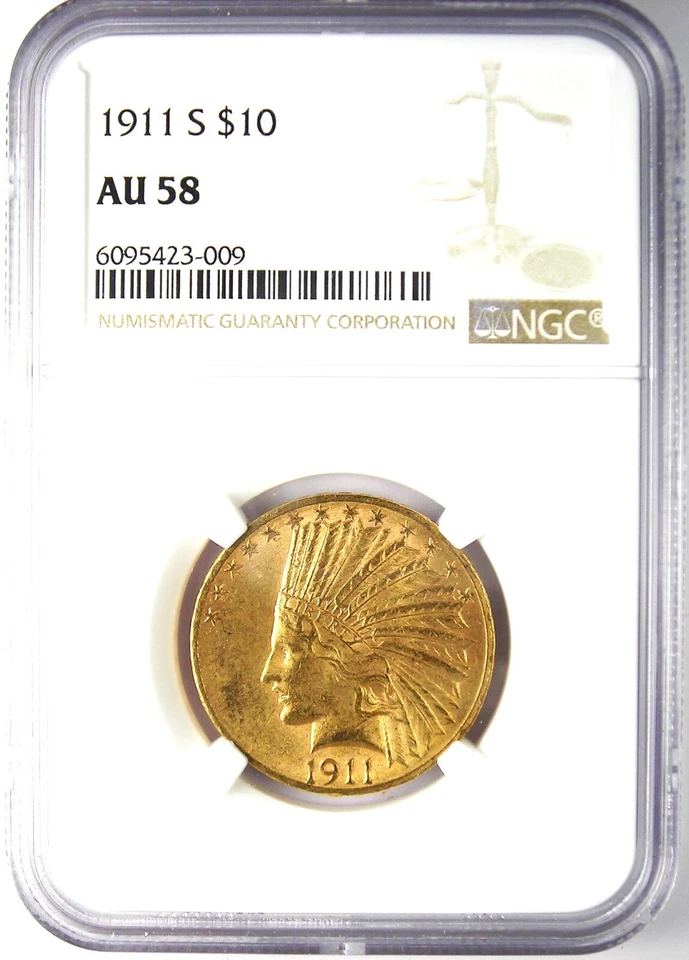 1911-S Indian Gold Eagle $10 Coin - Certified NGC AU58 - Rare San Francisco Date - Image 2 of 4