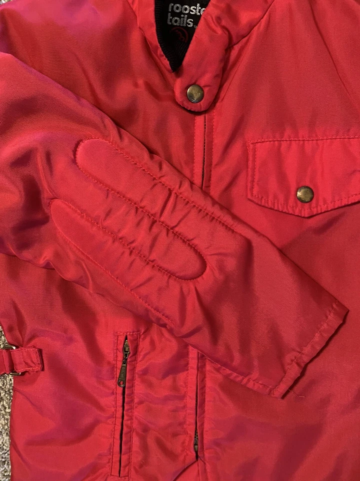Vintage Rooster Tails Biking Cycling Sport Red Nylon Wheels Of Man Jacket - Image 4 of 4