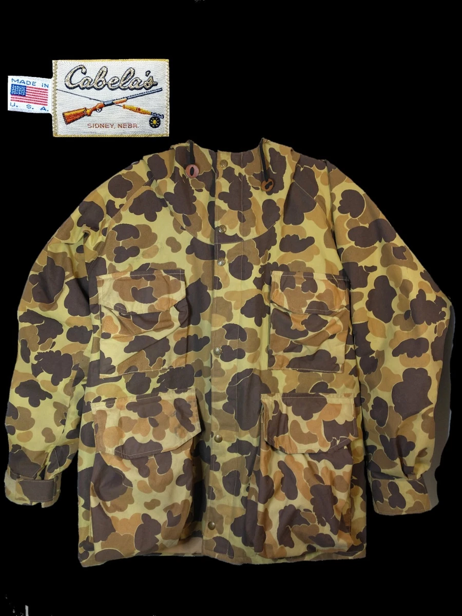 Vtg Cabela s Gore Tex Duck Camo Frogskin USA Hooded Hunting Jacket