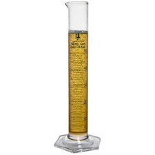 50ml Graduated Cylinder, Hex Base, 3.3 Boro., Single Metric Scale Single