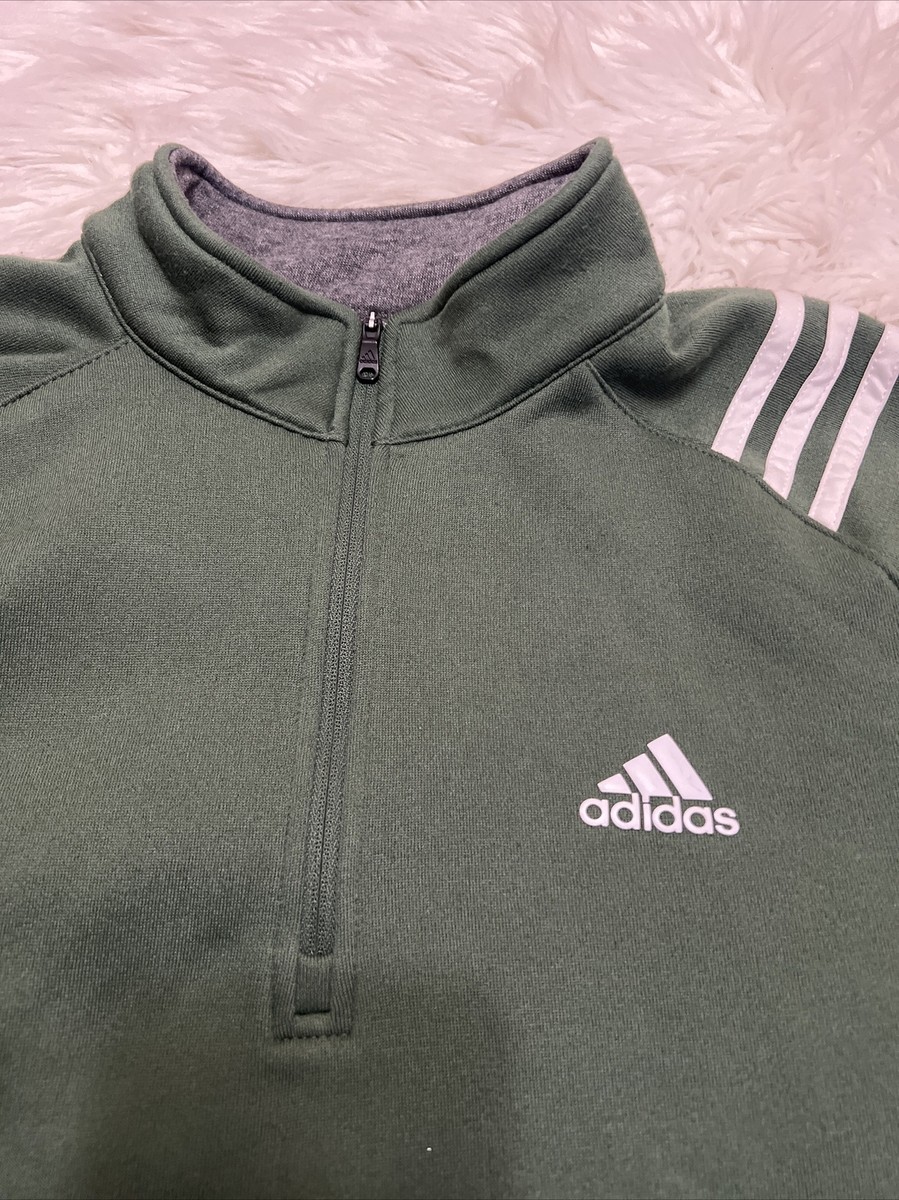 Adidas Sz S Golf Mens Poly 1/4 Zip Fleece Pullover Sweater Green