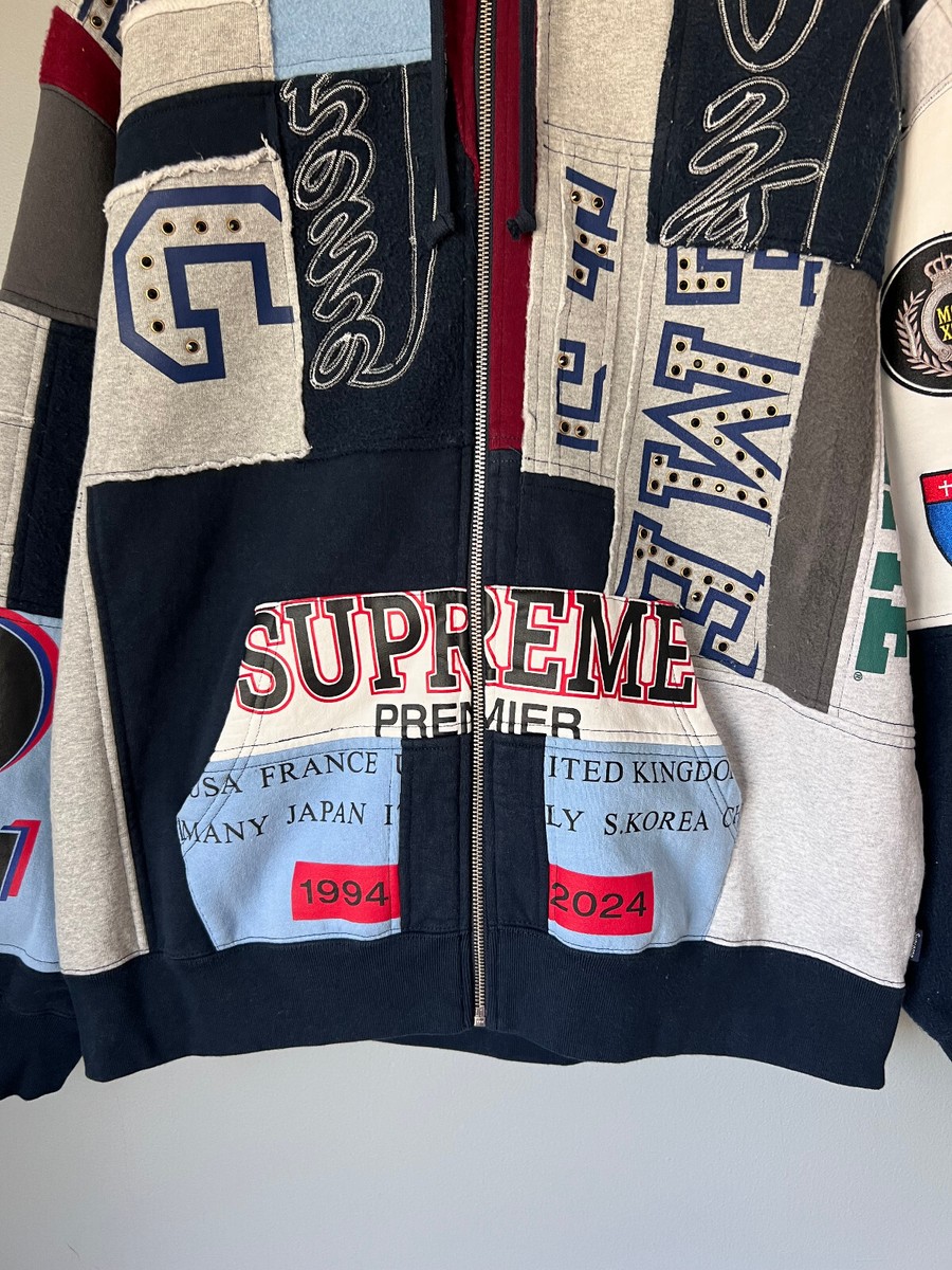 Supreme Patchwork Zip Up Hoodie - Size XL - Navy - NEW | eBay