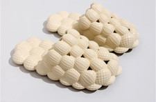 Bubble Massage Summer Slippers For Men/Women Beige EUR SIZE 44 Beige Colour