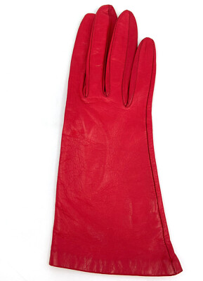 Gloves Red Kid Leather 1950s Saks Fifth Avenue Silk Lined Size 6.5
