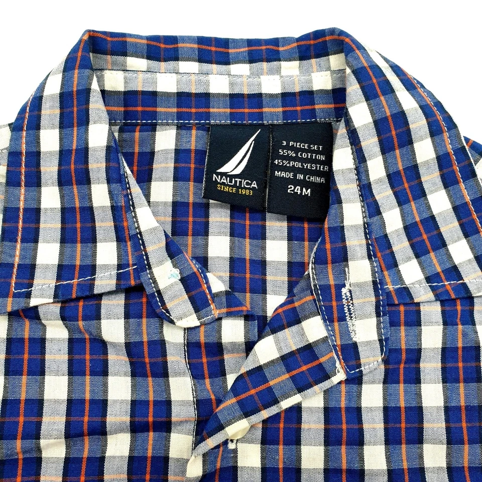 Camisa de vestir manga larga Nautica Boys 24M naranja azul (Broncos) jugar guardería Foto 2 de 4