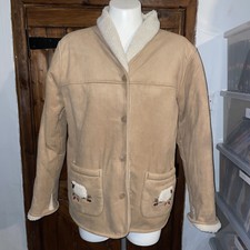 Tulchan Womens Brown Fleece Lined Button Up Coat Size M
