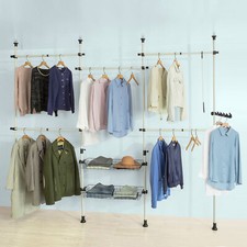 B-Waren Teleskopstange Kleiderständer mit Kleiderstangen Regalsystem KLS04-bware