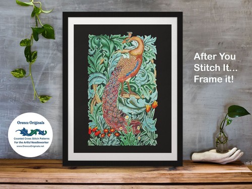William Morris Acanthus Leaves Owl Counted Cross Stitch Chart Pattern - Picture 5 of 10