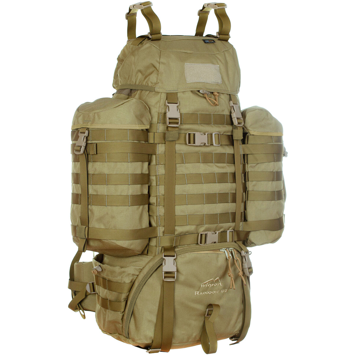 WISPORT ARMY RACCOON TACTICAL RUCKSACK 85L BACKPACK MOLLE SYSTEM PACK COYOTE TAN