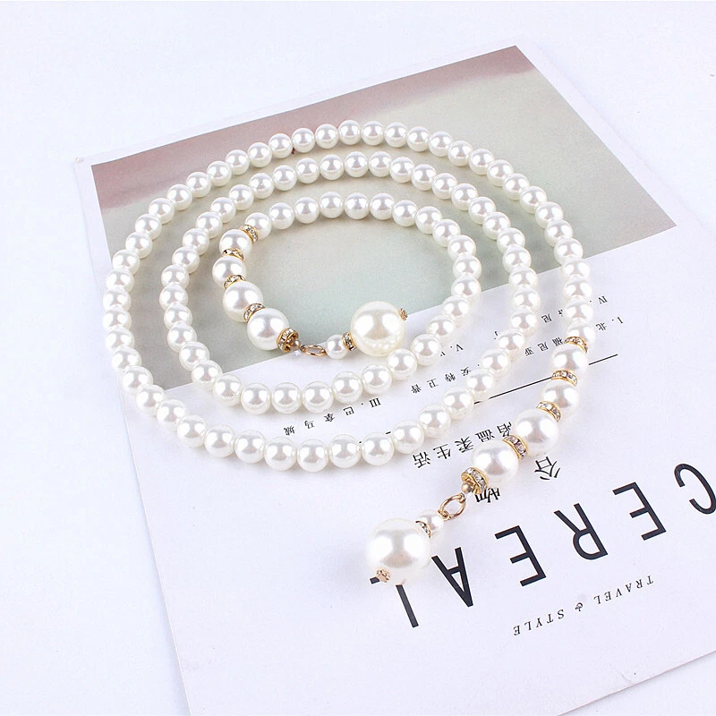 Blanco Negro Concha Perla Cintura Vientre Cadena Mujer Cinturón Accesorios Joyería Corporal Foto 2 de 4