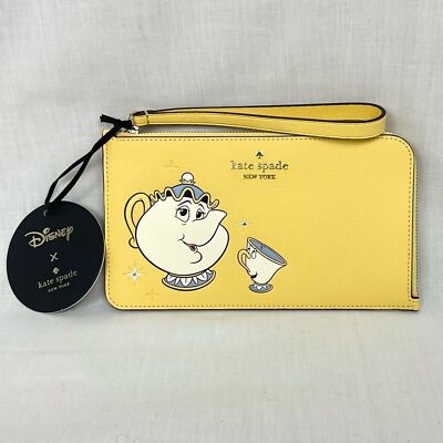 Beauty & The Beast Mrs. Potts Wristlet Yellow Disney Clutch New