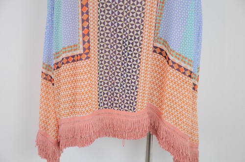 Leona Edmiston Dress Womens Size 8 Orange Blue Geometric Shift Resort Wear - Picture 5 of 14