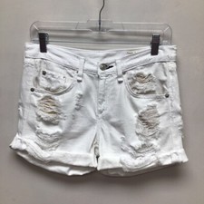Rag Bone Womens Jean Shorts White Distressed Mid Rise Cuffed Pockets Denim 24
