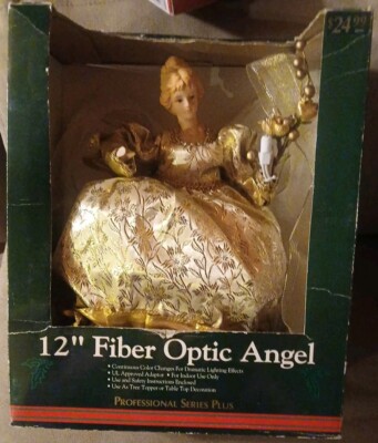 12'' Fiber Optic Angel Professional Series Plus Table Top Tree Top Gold NOS