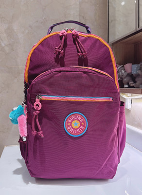 NWT Kipling Seoul vintage laptop Large Backpack in purple red zipper 45cm