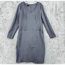 Talbots Dress Womens 10 Ponte Knit Sheath Stretch Office Career Minimalist Gray