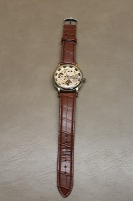 SEWOR Men's Mechanical Skeleton Transparent Vintage Style Leather Strap *USED*