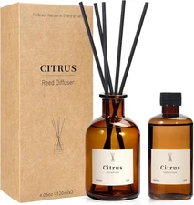 Reed Diffuser Set, 8.12 fl.oz Citrus Scent Oil Diffuser with Sticks, Long-Lastin