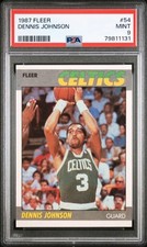 1987 Fleer Basketball #54 Dennis Johnson Boston Celtics PSA 9 Mint NEW