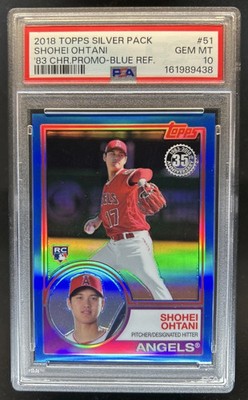 2018 Topps Shohei Ohtani Silver Pack RC Blue Refractor #/150 Angels PSA 10