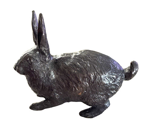 Cast Patinated Brass. (dark patina) Bunny Rabbit Hare Figurine Lovely -Vintage 