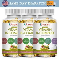 Vitamin B Complex 180 Capsules B1,B2,B3,B5,B6,B7,B9,B12, Immune Support Pills
