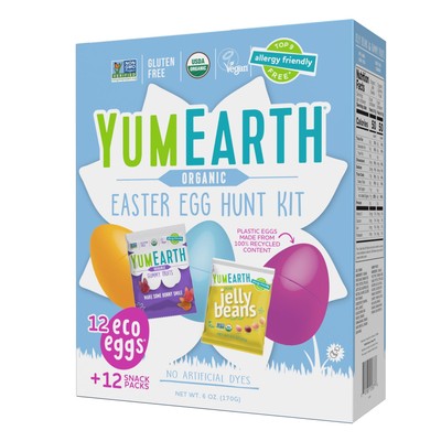YumEarth Allergy Friendly Easter Egg Hunt Kit 12 Snack Packs Eco Eggs
