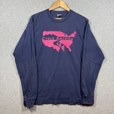 Vintage 90s Cycle America Long Sleeve T-Shirt USA Made Graphic L Single Stitch