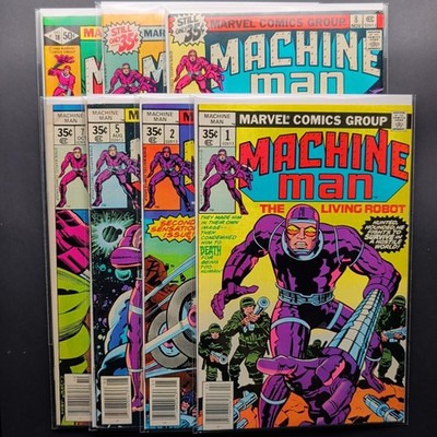 Machine Man 7 Comic Lot Marvel 1978 #1, 2, 5, 7-9, 18 Jack Kirby Steve Ditko