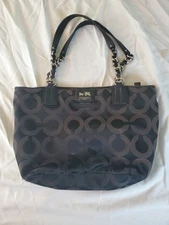 Coach Purse Madison Dotted OP Art Bag Black Handbag