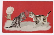 Helena Maguire Cats Lighting Cigarettes Parasol Anthropomorphic Vintage Postcard
