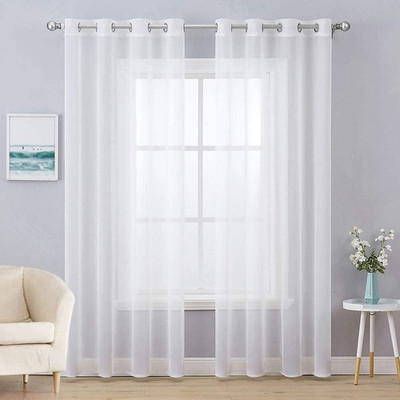 MIULEE 2 Panels Solid Color White Sheer Curtains Elegant Grommet Window Voile Pa