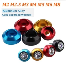 M2-M8 Aluminum Cone Cup Head Washers Anodised  Gasket Load Spreading Cone Washer