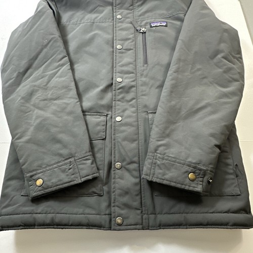 Patagonia Boys Jacket Snap Button Sherpa Lined Infurno Charcoal Gray L-12 #0441 - Picture 2 of 24