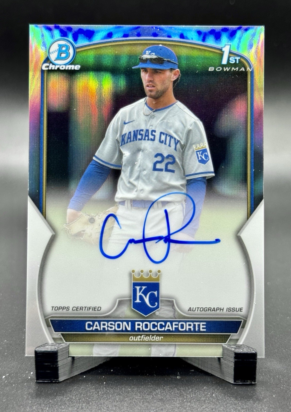 2023 Bowman Chrome 1st Carson Roccaforte Refractor Auto /499 Kansas City Royals