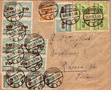 GERMANY 1923 INFLATION MULT FRANKED COVER ADDR HOLLAND POSTMARK DUESSELDORF