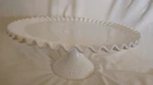 Fenton Apple Blossom 12.5 Wide Milk Glass Cake Stand Beautiful Vintage