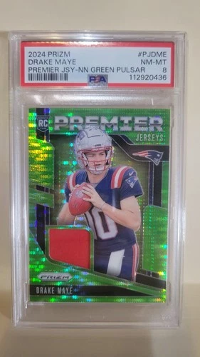 2024 PANINI PRIZM PREMIER JERSEYS NEON GREEN PULSAR #PJDME DRAKE MAYE PSA 8