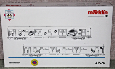 Märklin 41574 PMS 63-01 Bahnpostwagen-Set 2 Barwagen der SVG OVP H0