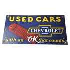 Vintage Chevrolet Sign - Used Cars Automobile Motors Gas Pump Porcelain Sign