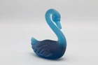 Vintage Fenton Swan Dark Blue Cobalt Satin Glass Unpainted