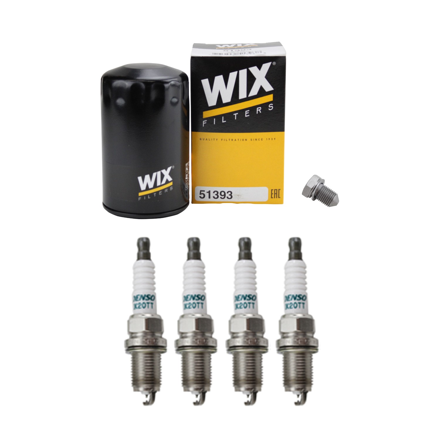 Wix Engine Oil Filter Denso 4 Spark Plugs kit for A4 Beetle Golf Jetta Passat L4